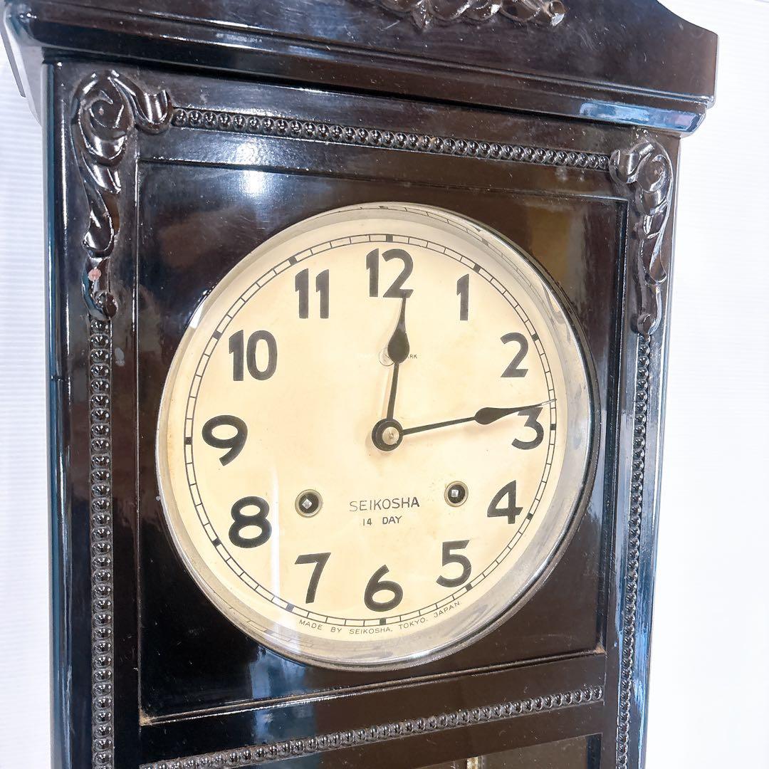 動作品 精工舎 宮型 壁掛け時計 柱時計 ロングタイプ 昭和レトロ・アンティーク