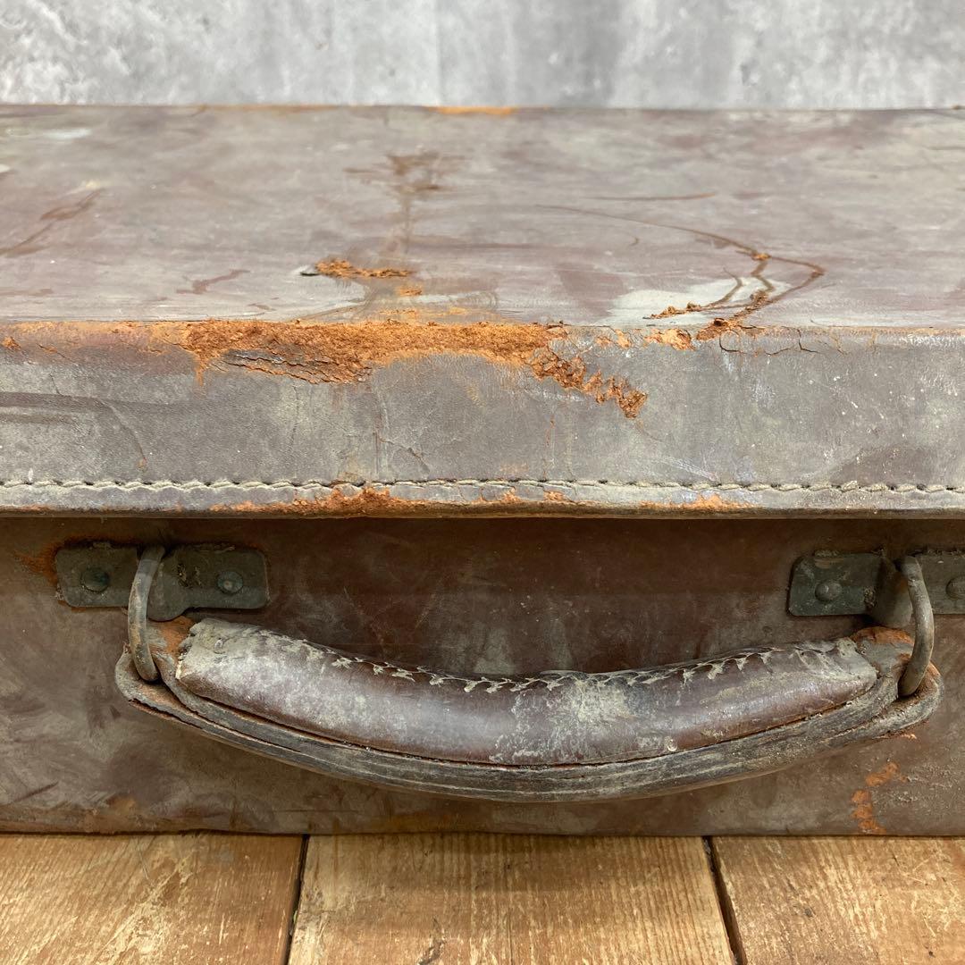 A-1 【激レア・味出し】ヴィンテージ レザーアンティークトランク / 昭和レト