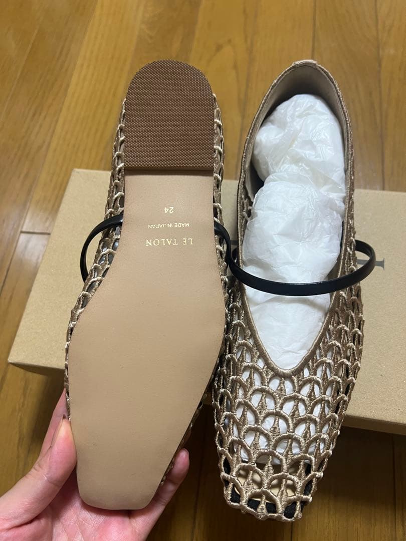 LE TALON スクエアクロシェストラップフラット 24cm