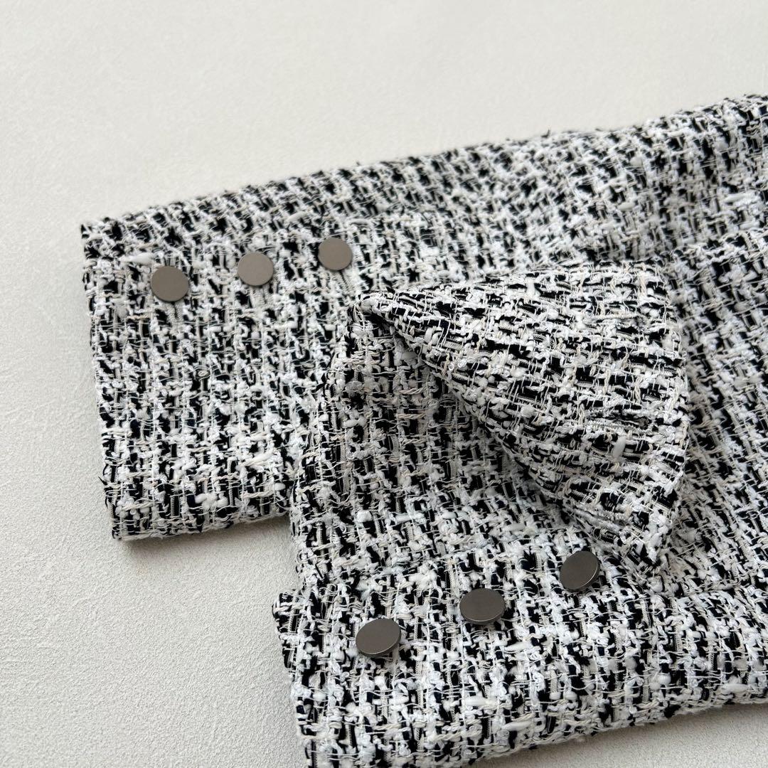 【美品】2025SS theory luxeツイードノーカラージャケット 38