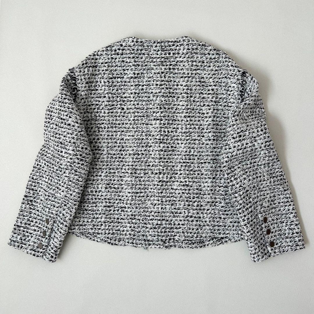 【美品】2025SS theory luxeツイードノーカラージャケット 38