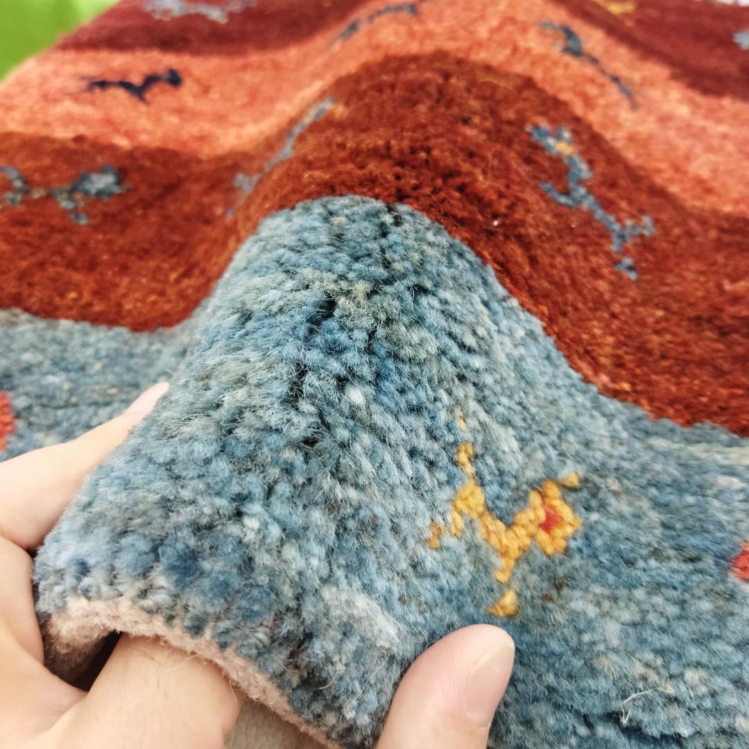 値下げ可能ミニギャベ●37×36㎝●手織●本物●新品未使用 遊牧民が紡ぐギャッベ