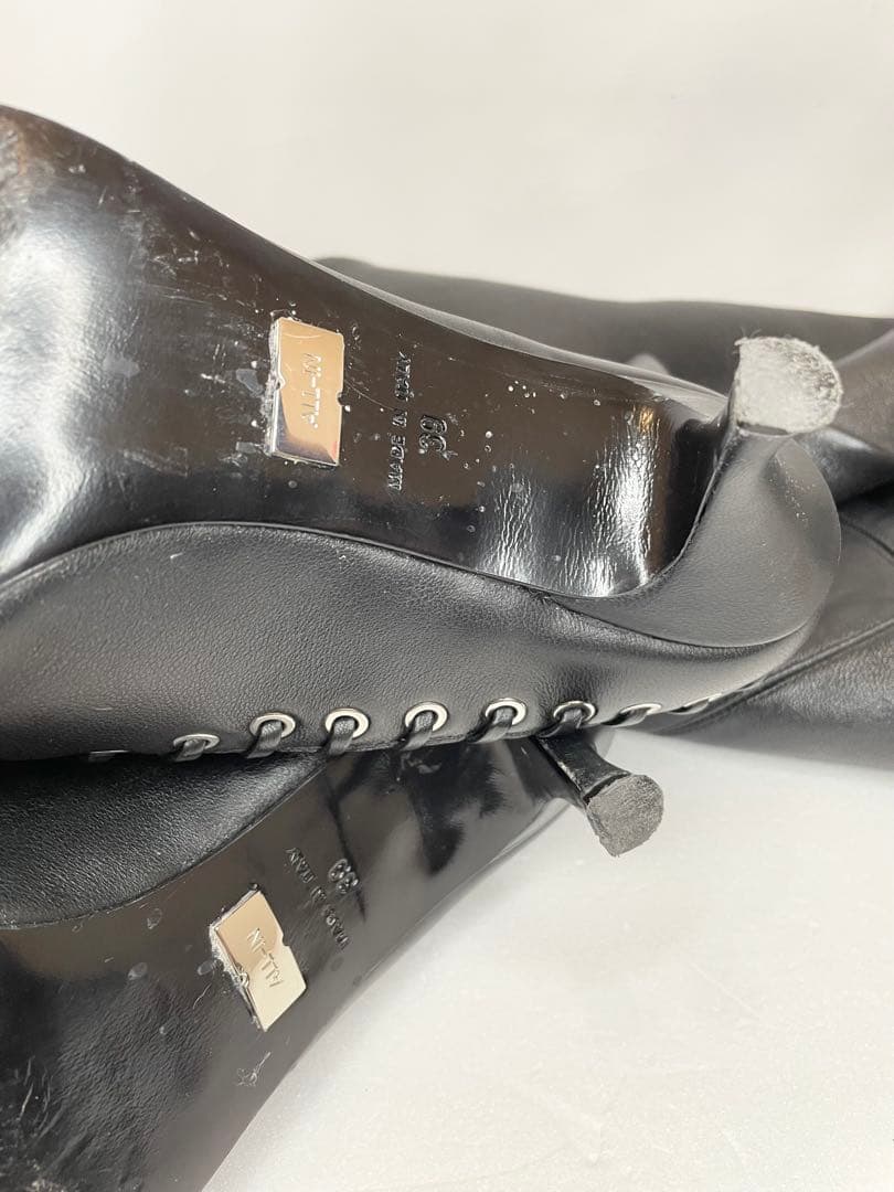 ALL-IN ブラック Level サイハイ ソフトレザー ロングブーツ