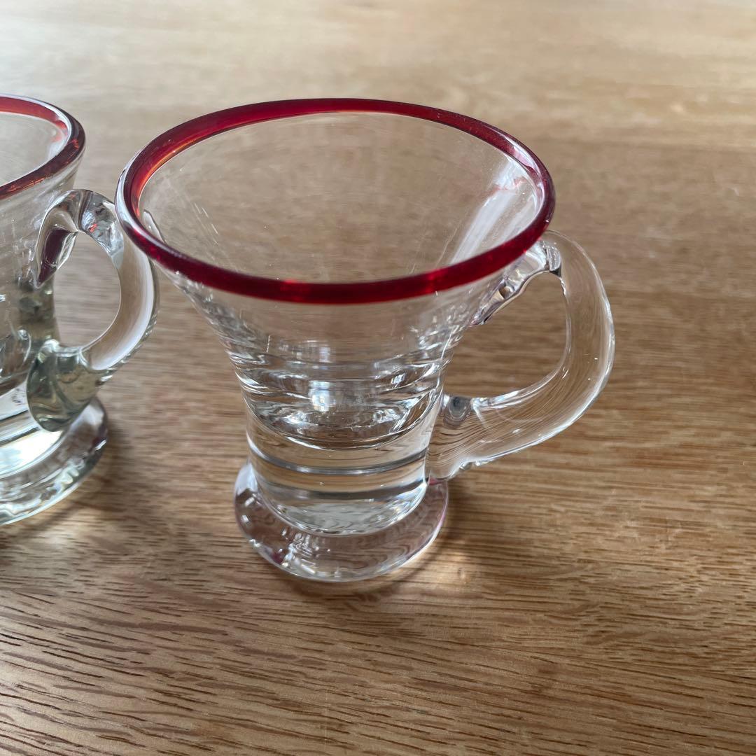 アイスクリームコップ　氷コップ　手吹きガラス　アンティーク　骨董　大正昭和