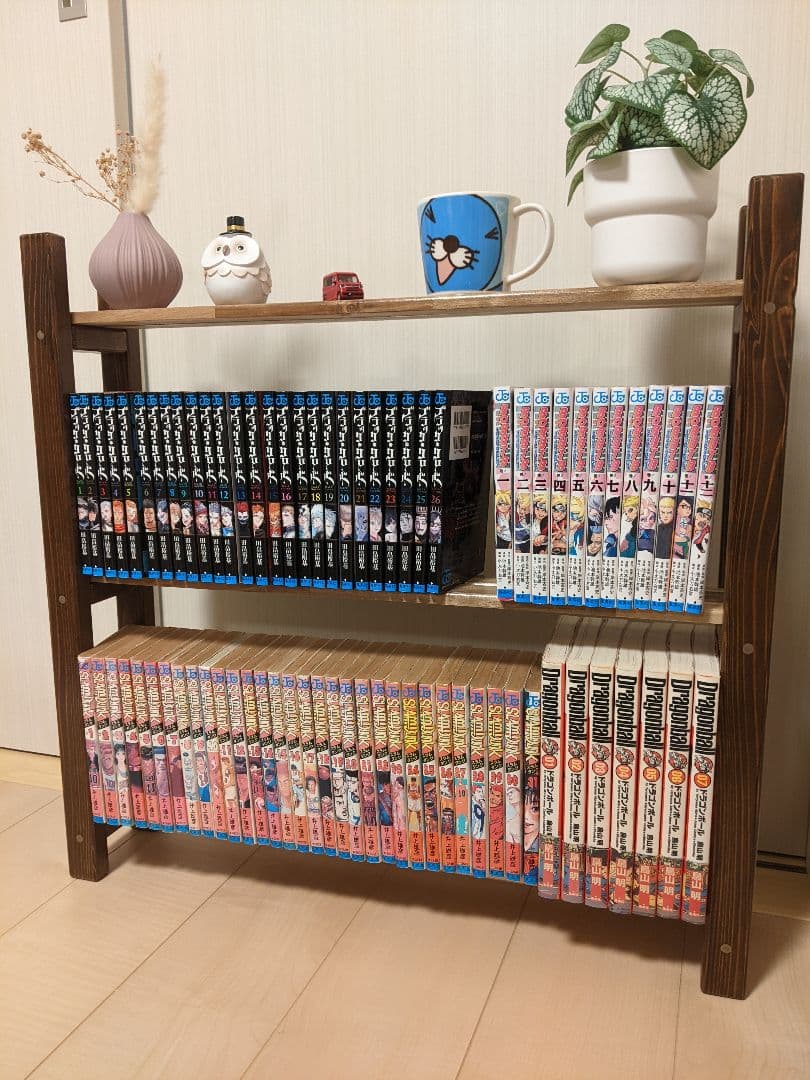 【奥行13cm】奥行狭い木製スリムラック［コミック　漫画　本棚　インテリア］