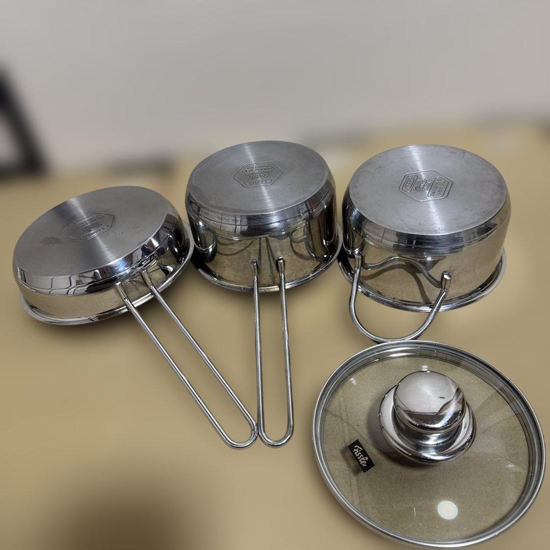 フィスラー スナッキーセット 鍋 フライパン ソースパン ガラス蓋 4点 セット