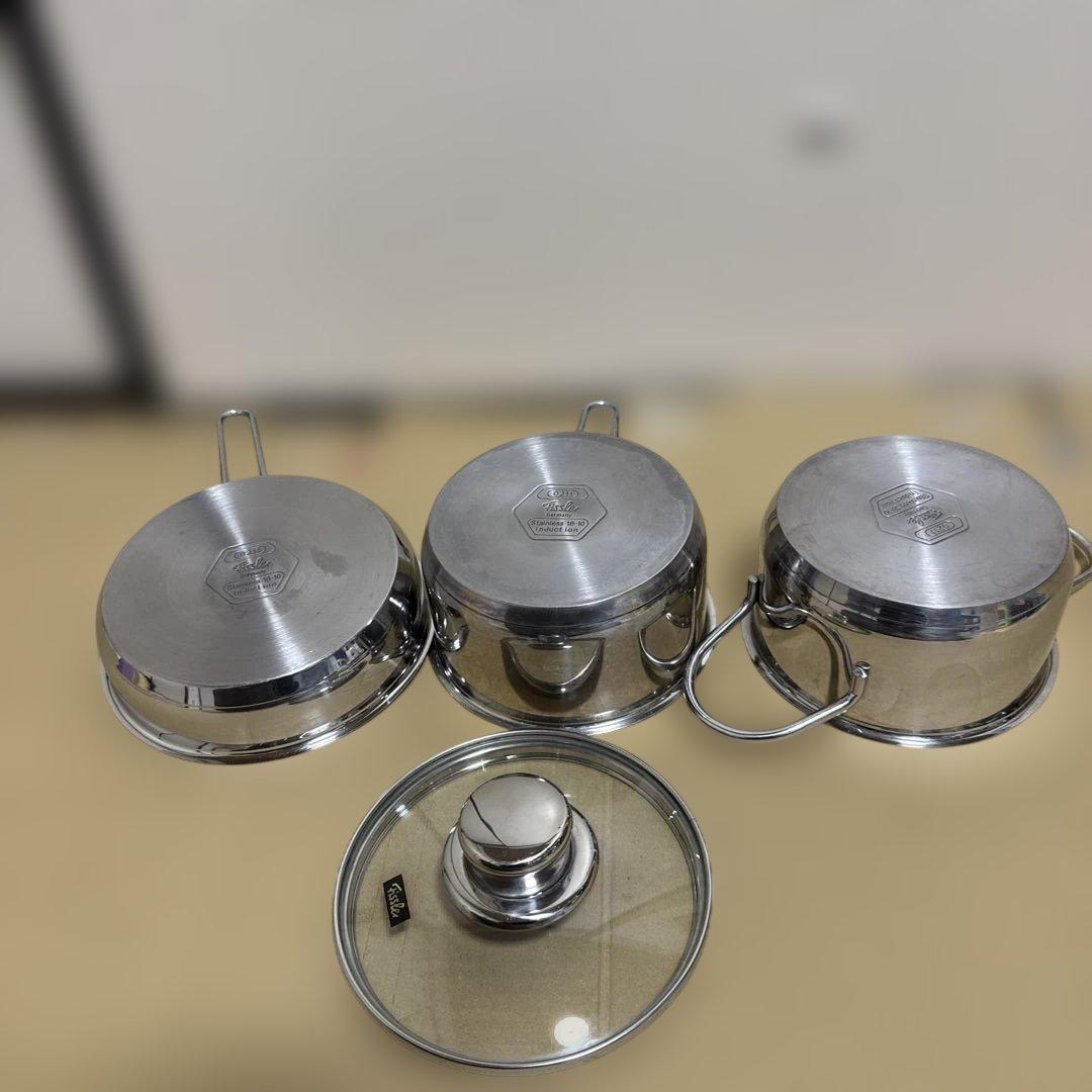 フィスラー スナッキーセット 鍋 フライパン ソースパン ガラス蓋 4点 セット
