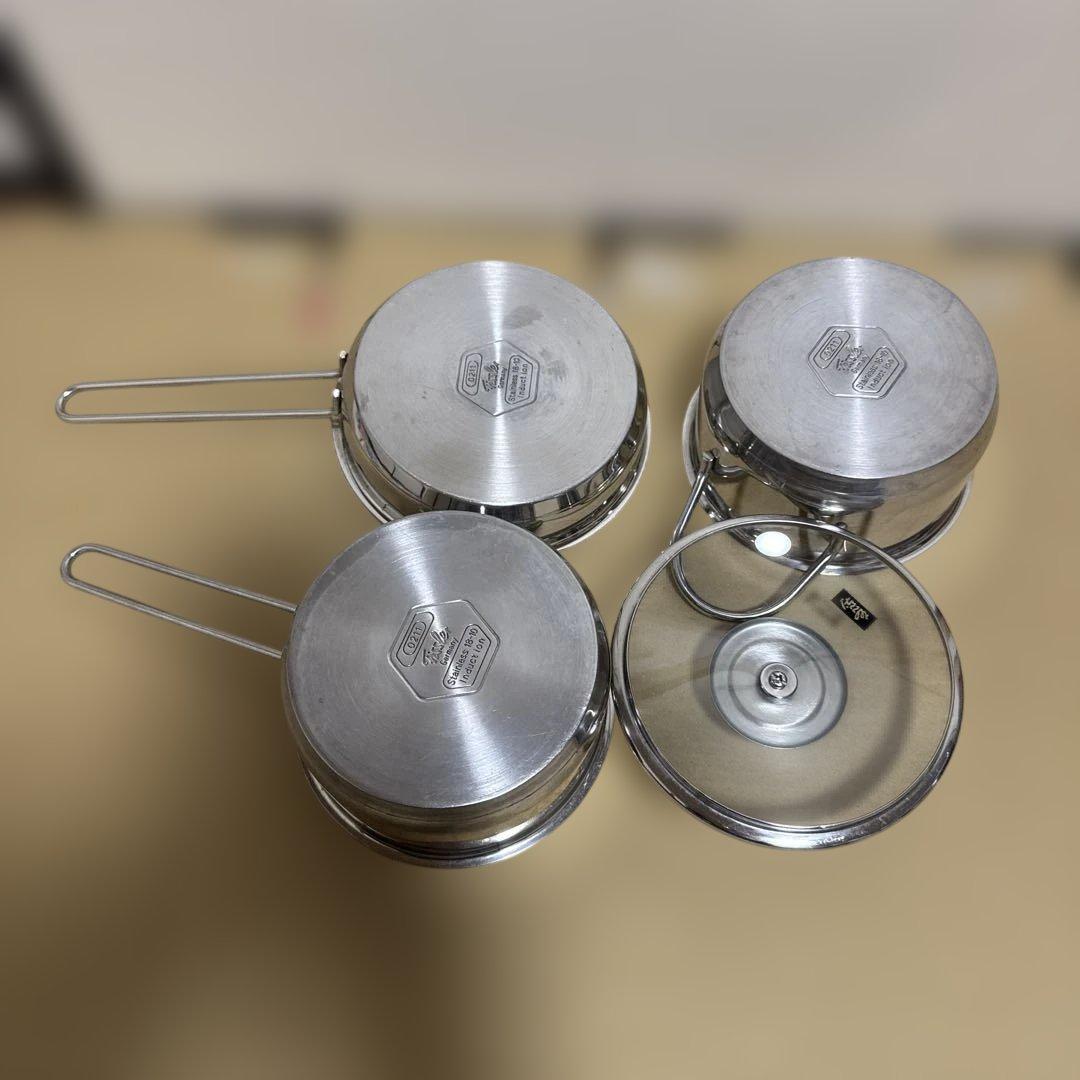 フィスラー スナッキーセット 鍋 フライパン ソースパン ガラス蓋 4点 セット