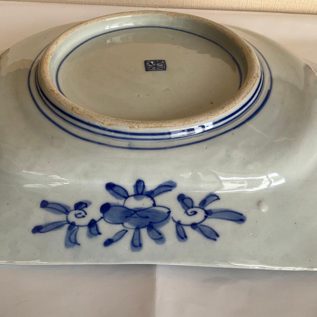 古伊万里　青磁染付山水文八角皿　江戸時代中期〜後期頃　名品