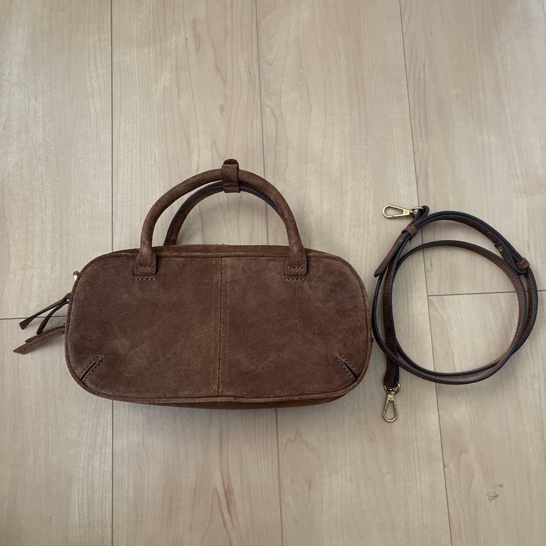 美品　完売品 ZARA　ミニレザーボウリングバッグ ブラウン 本革