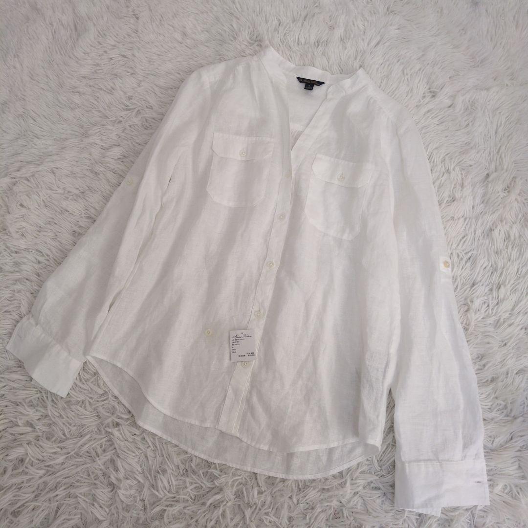 【新品未使用】ブルックスブラザーズ リネン100% スタンドカラーシャツ 白