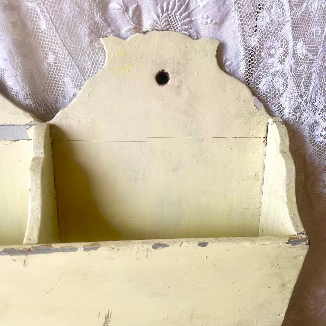 木製レターラック　ポストカードホルダー　オリジナルペイント　フランスアンティーク