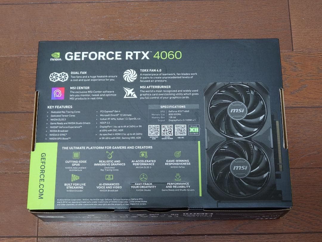 グラフィックボード・グラボ・ビデオカード MSI GEFORCE RTX 4060 VENTUS 2X BLACK OC