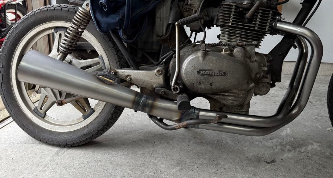 小鉄管/CB250T/400T/メガホンマフラー120φ/黒鉄/新品未使用品/