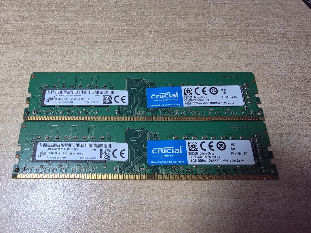 自作PC　Corei5 9600 DDR4 2666 32GB (16x2)