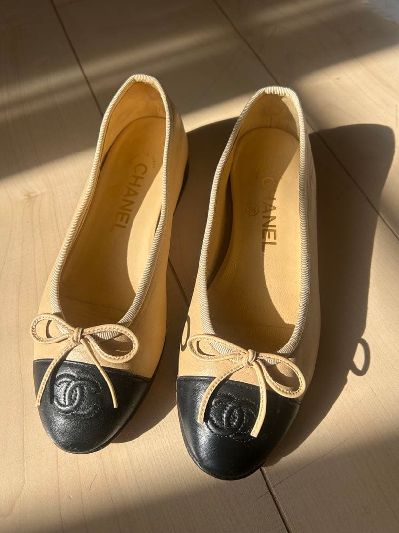 CHANEL バレエシューズ ベージュ・黒 35
