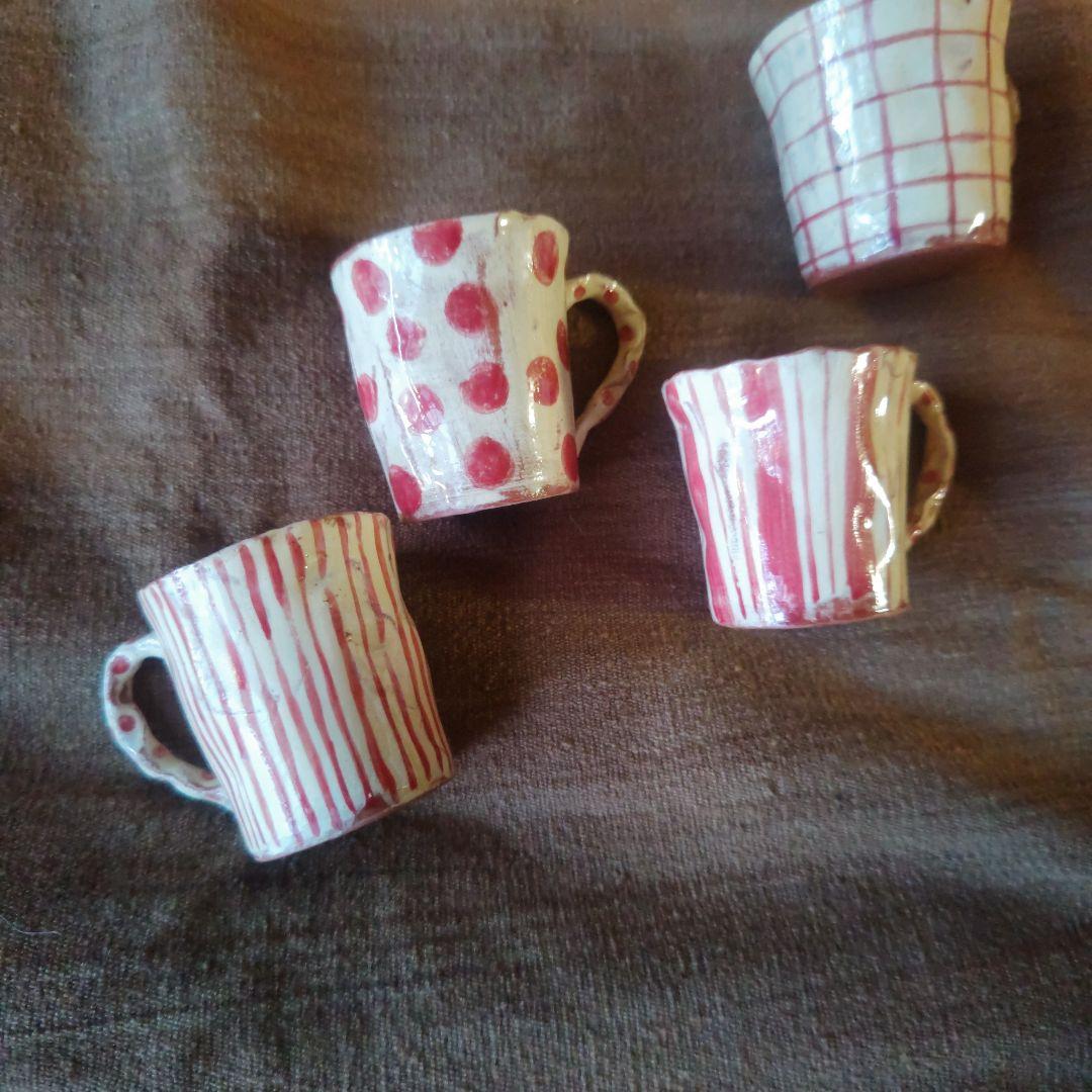 ドット　ストライプ　格子　マグカップ