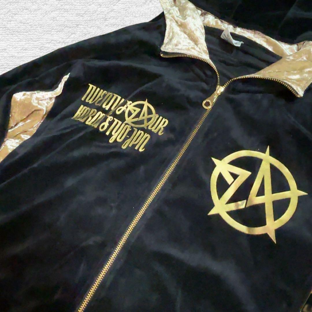 レア✨24カラッツ ベロア ジャージ セットアップ ブラック × ゴールド XL