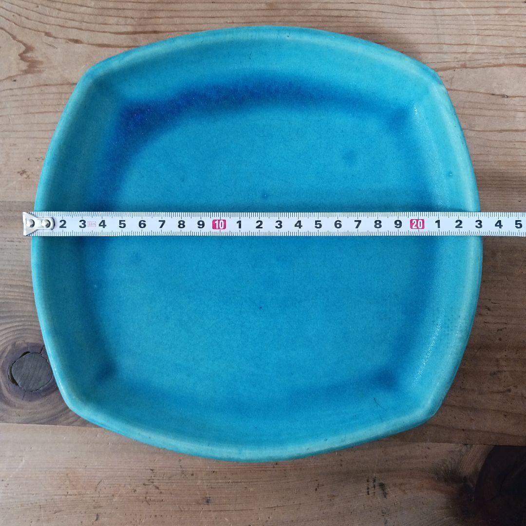 やちむん　沖縄　大嶺工房　ペルシャブルー　足付き