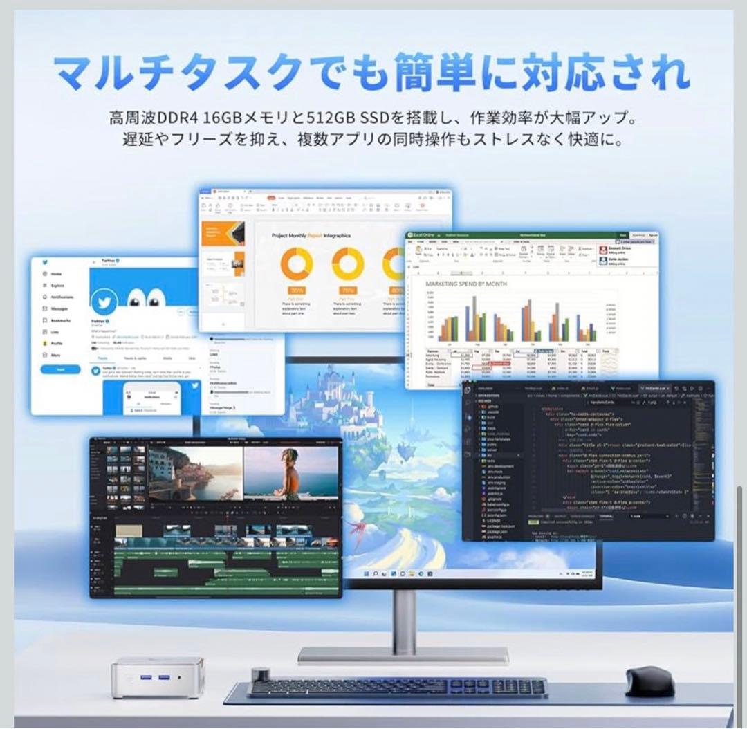 【コスパ最強】 NiPoGi ミニpc N97 GB+512GB SSD 2TB