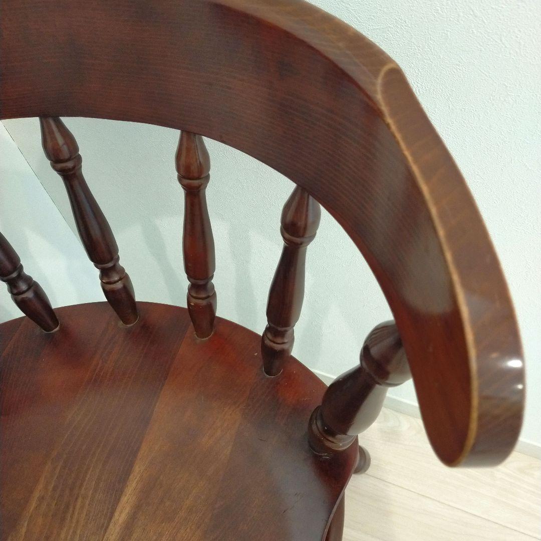 かしわ　柏木工　ビンテージ　ダークブラウン 木製 スピンドルバックチェア