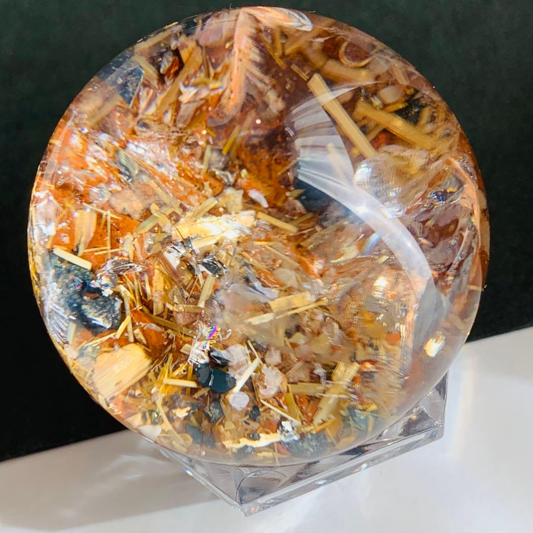 タイチンルチル　パイライト共生　ガーデンクォーツスフィア　46ミリ B7