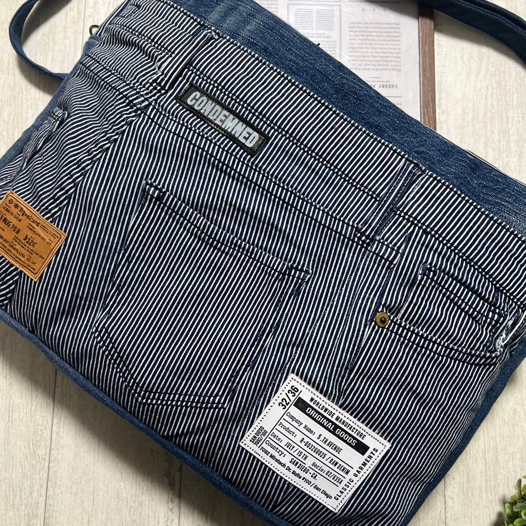 BIGショルダーバッグ　２点　デニムリメイク　ハンドメイド