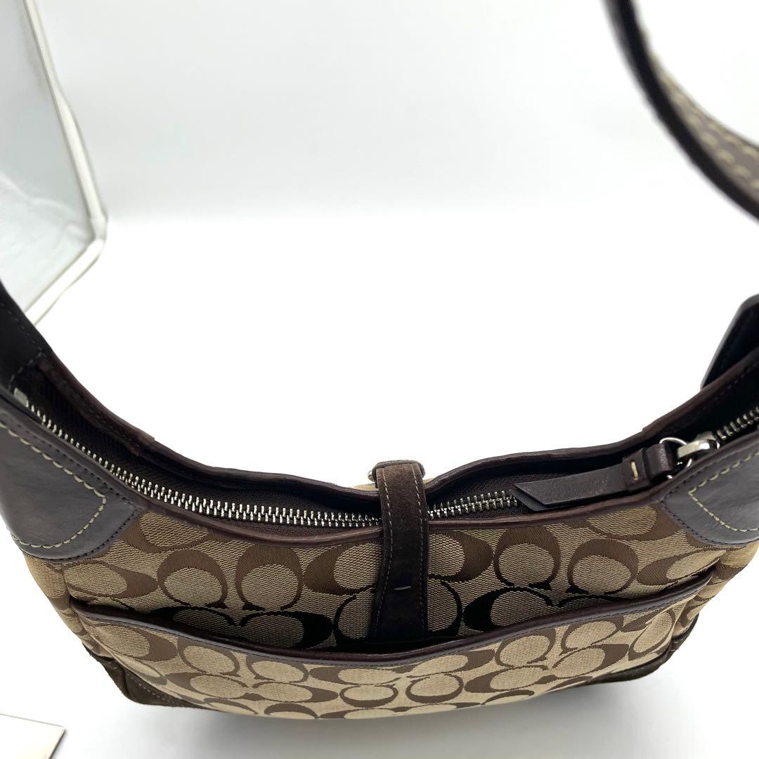 【極美品】コーチ　ワンショルダーバッグ　ジャッキー　ヘリテージ　シグネチャー　茶