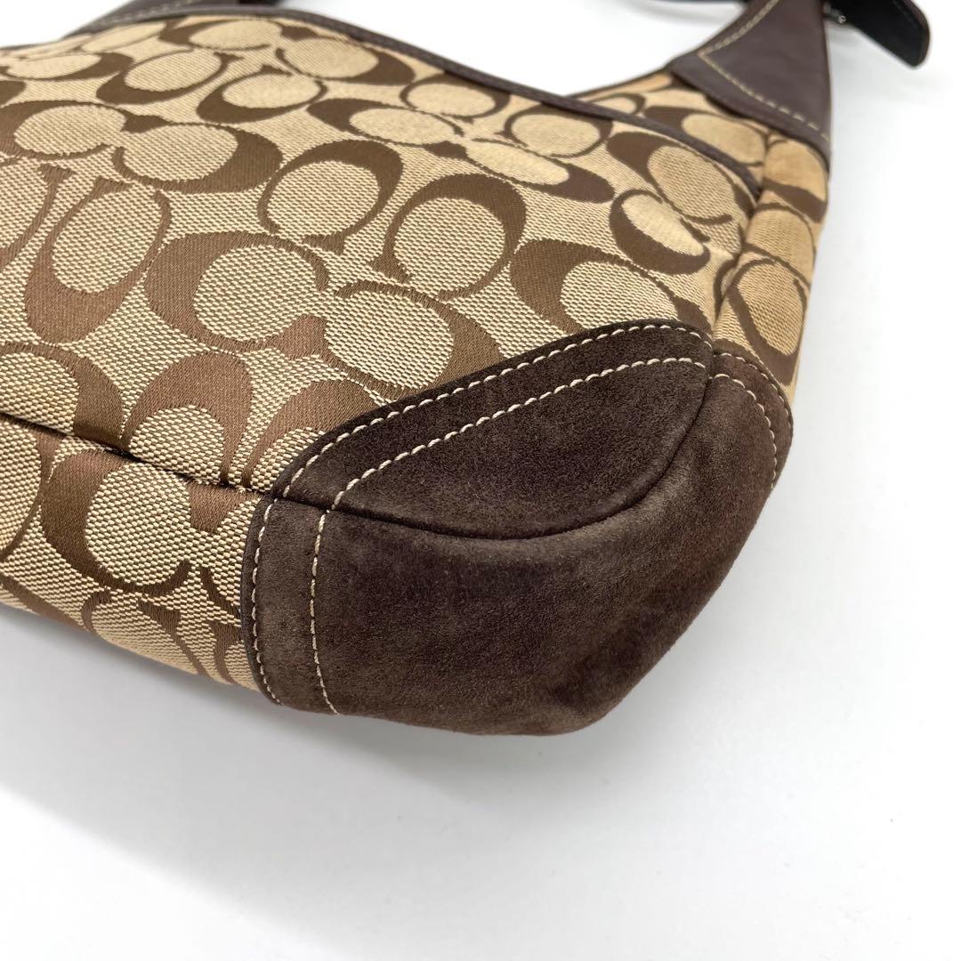 【極美品】コーチ　ワンショルダーバッグ　ジャッキー　ヘリテージ　シグネチャー　茶