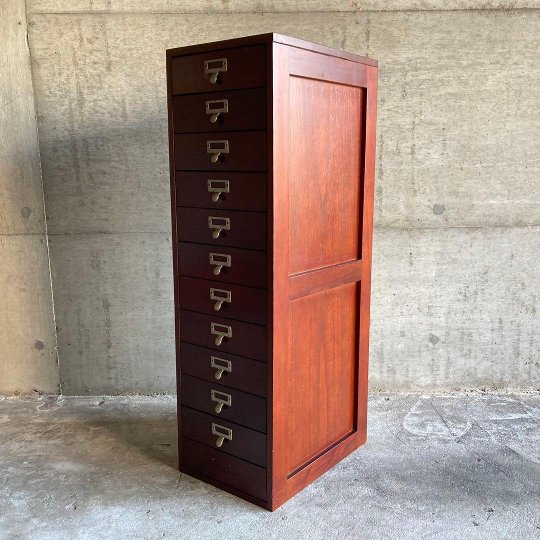 木製 ラック チェスト 引き出し 小物入れ 書類 12杯 縦長 家具 レトロ