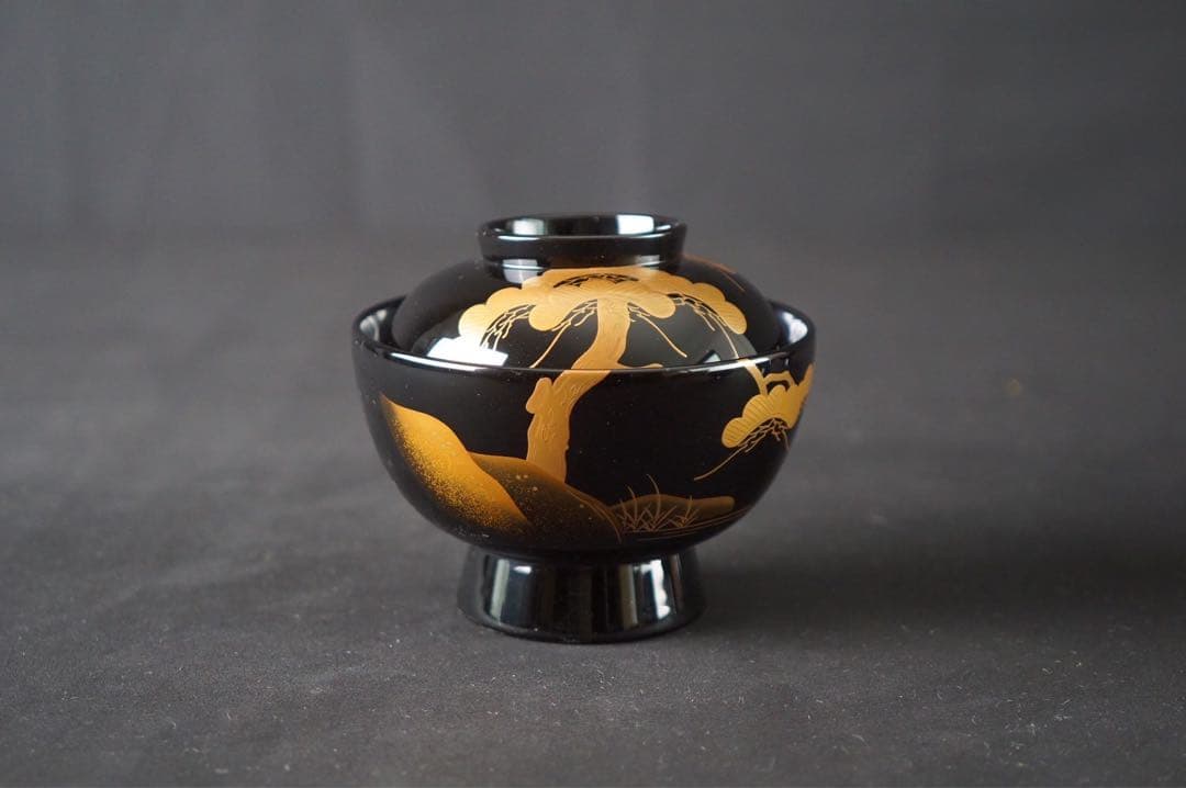 輪島塗 田谷漆器店 松蒔絵 煮物椀 三客 共箱 美品