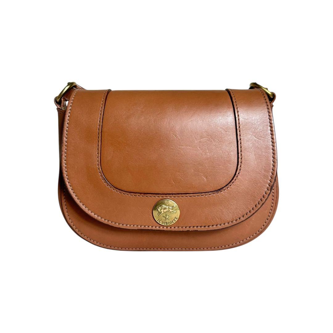 イルビゾンテ　レザー　ショルダーバッグ　キャメル