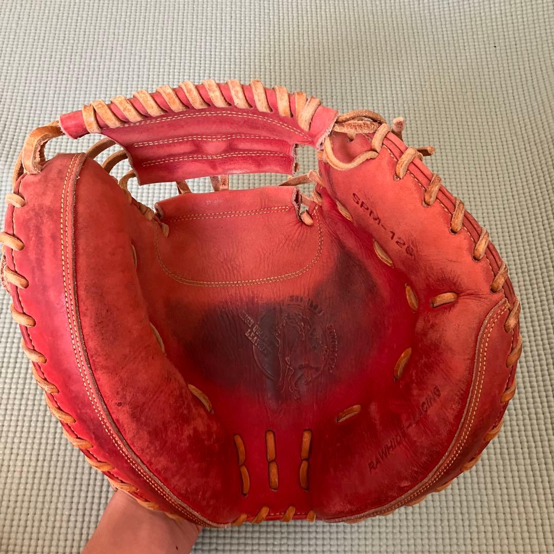 硬式野球キャッチャーミット 赤　 修理して欲しい場合は➕1000円