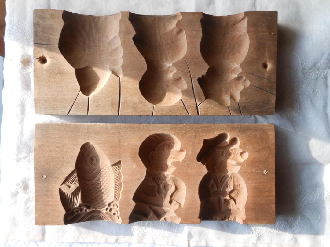 和菓子木型　菓子型　２枚合わせ　古道具　アンティーク