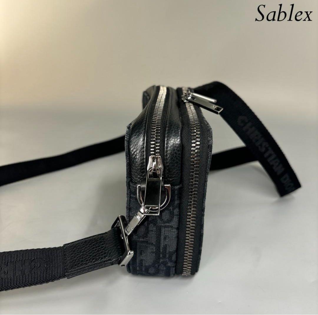 【超極美品】クリスチャンディオール オブリーク ジャガード ブラック レザー