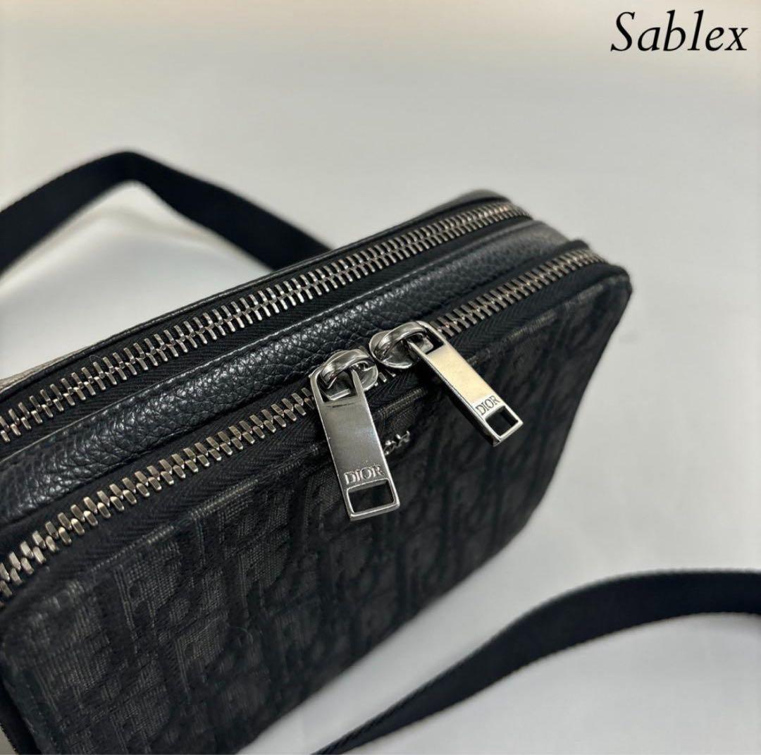 【超極美品】クリスチャンディオール オブリーク ジャガード ブラック レザー