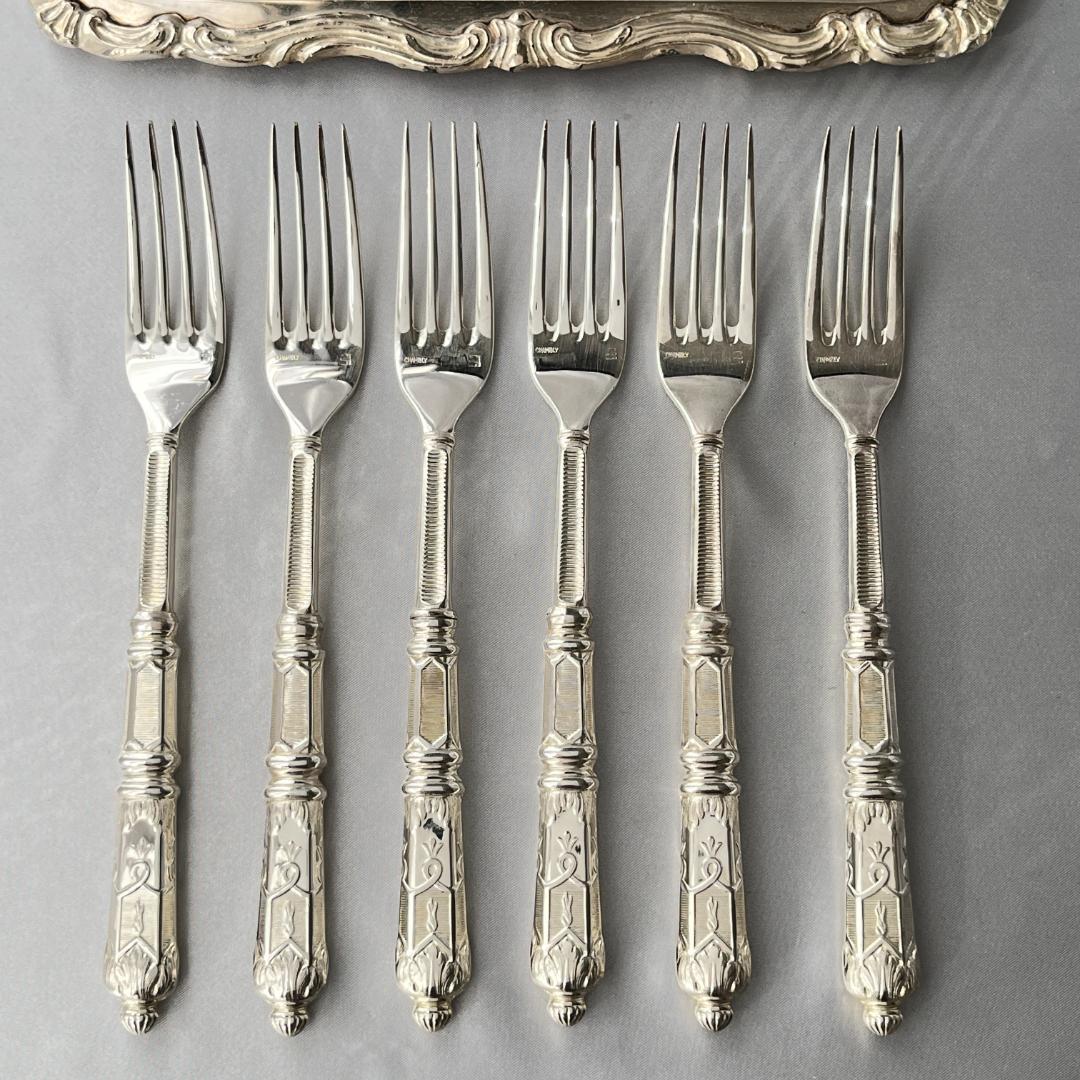 【仏蘭西】 ロシア様式 テーブルフォーク 6本組 【シルバープレート】
