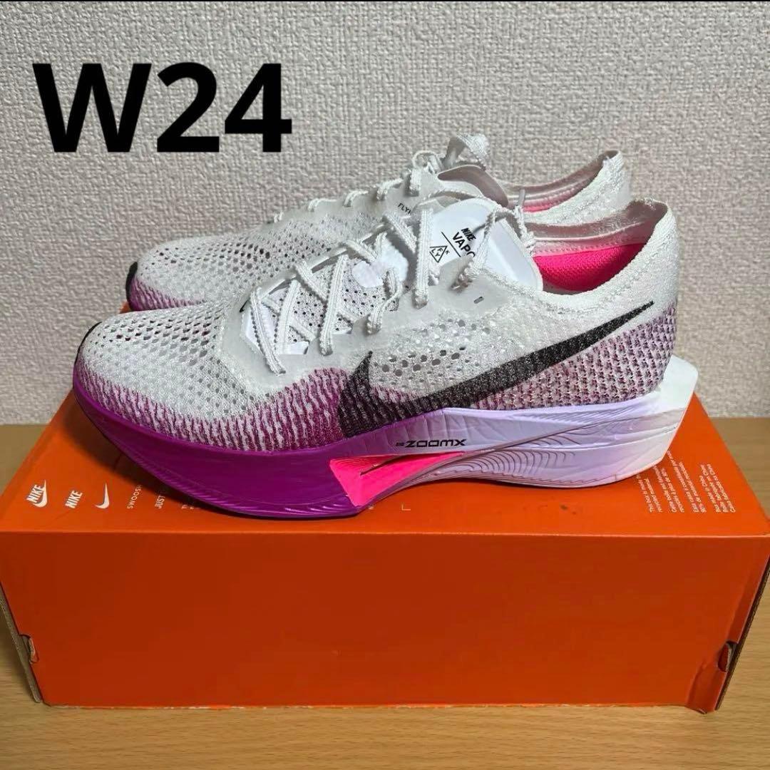 新品 W ZOOMX VAPORFLY NEXT% 3 白紫 24cm