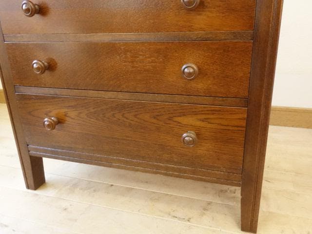 勇峰工芸　雅　花柄チェスト　ナラ材家具　 旭川家具　再塗装済　ＵＳＥＤ