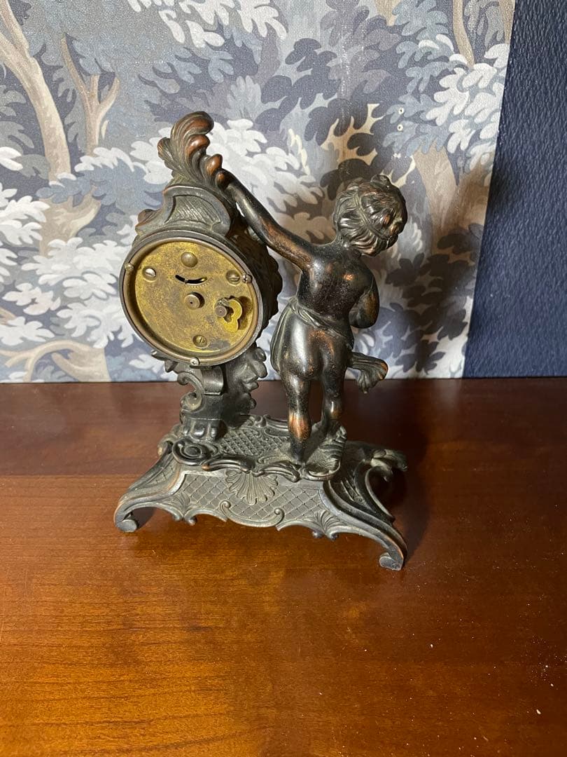 動作確認済み　アンティーク　エンジェルブロンズ　置時計　精工舎