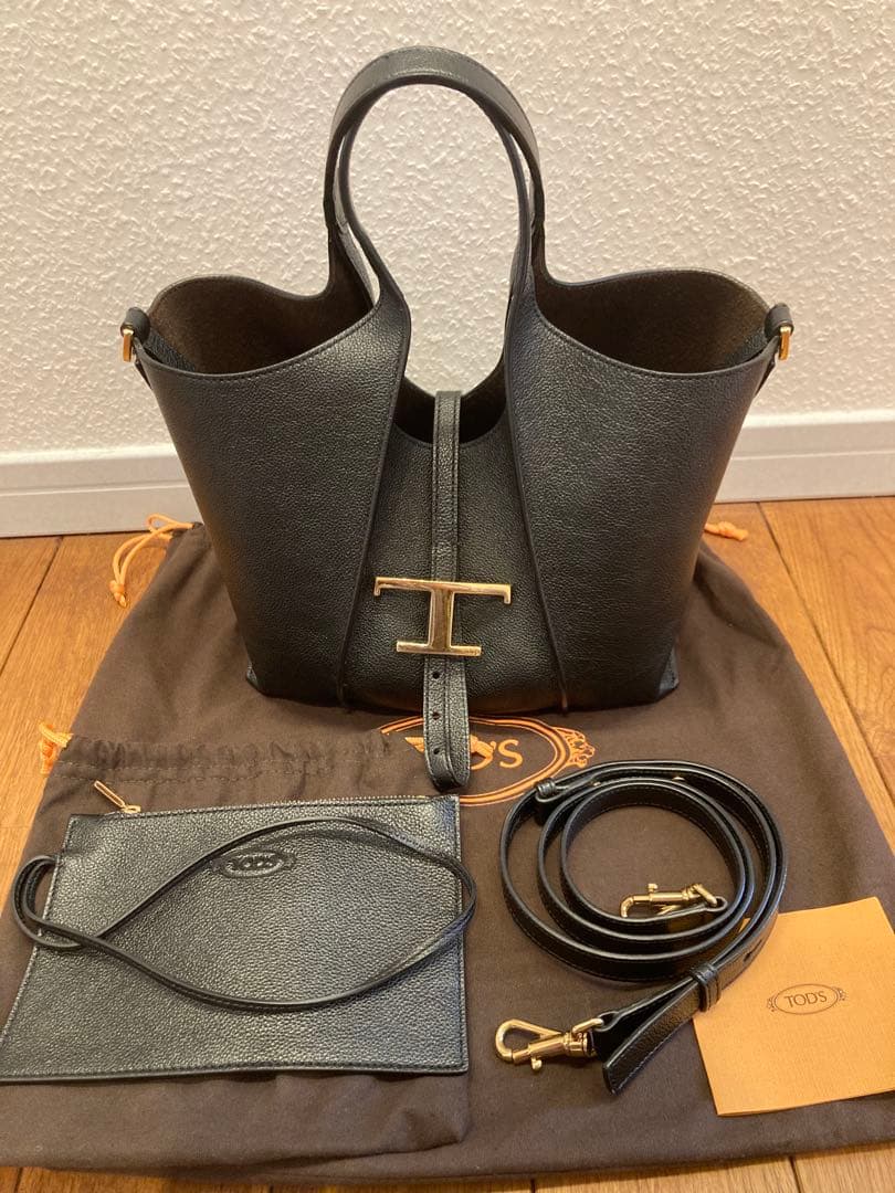 トッズ TOD'S タイムレス ミニ ショッピングバッグ ショルダー ブラック