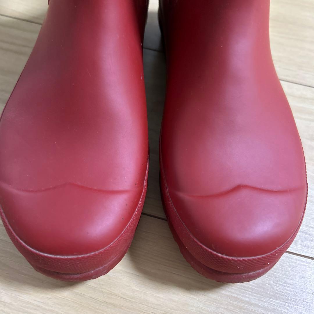 HUNTER 長靴 レインブーツ チェルシーサイドゴアショートブーツ レッド