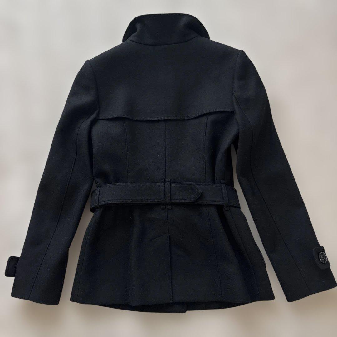 美品【シャドーチェック】バーバリーロンドン　ウールベルテッドコート M