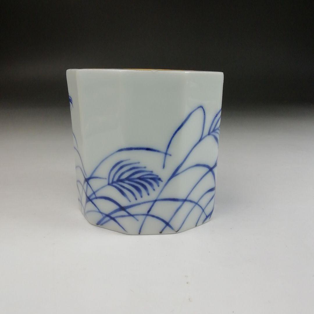 Ｔ８９７　蓋置　『染付　芒の絵』『高野昭阿弥 造』　共箱　茶道具