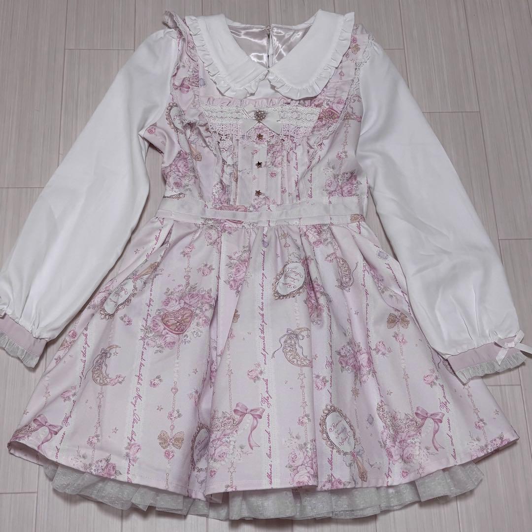 LIZLISA ジュエリー柄ワンピース ピンク