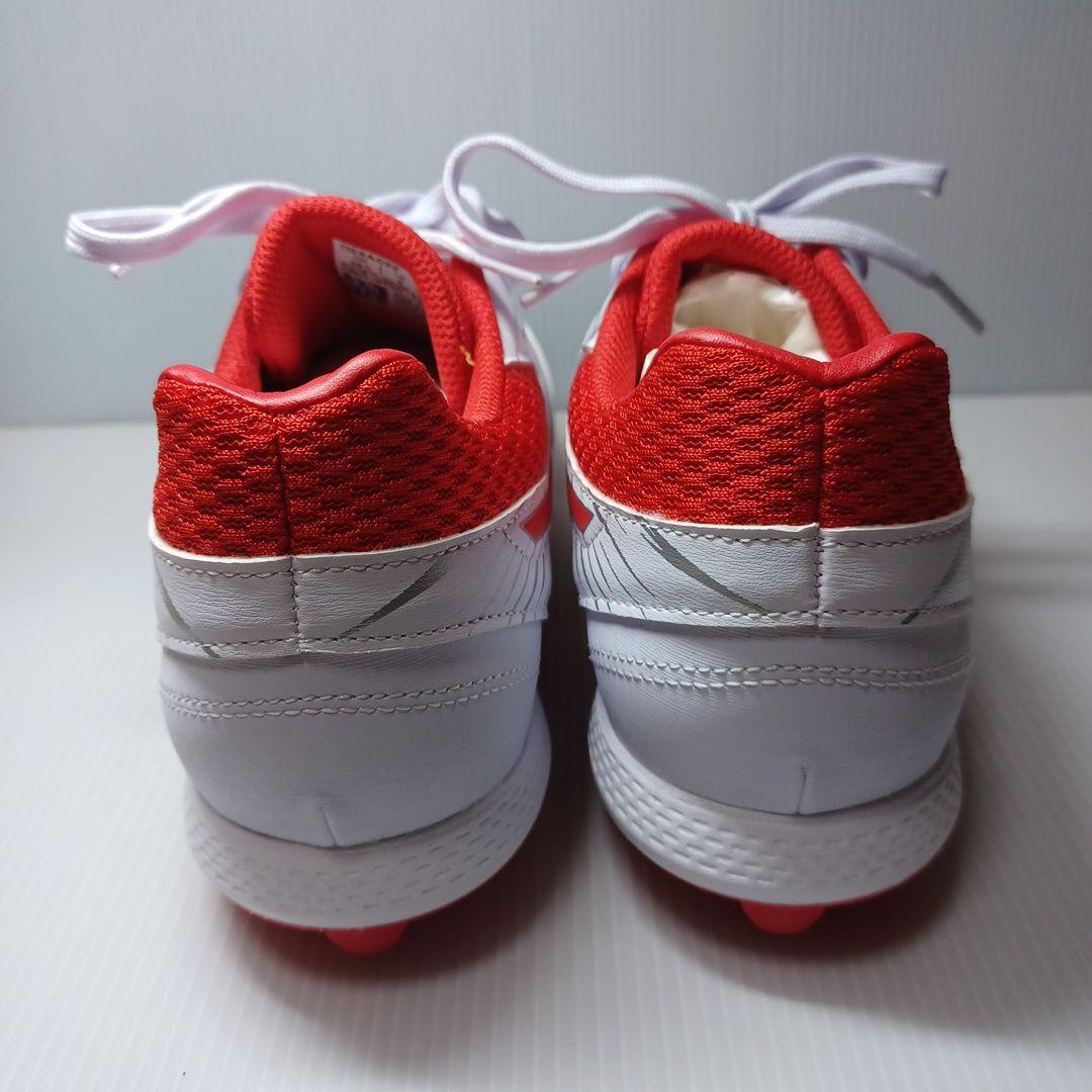 ASICS スパイクシューズ ホワイト/レッド　2５cm　金具スパイク　箱付き