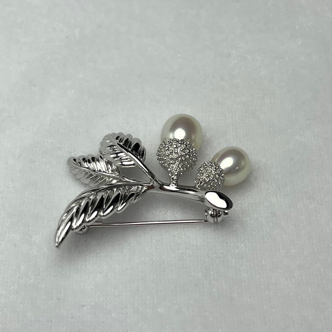 ミキモト 淡水真珠 パール ブローチ 7.5-8.0mm silver