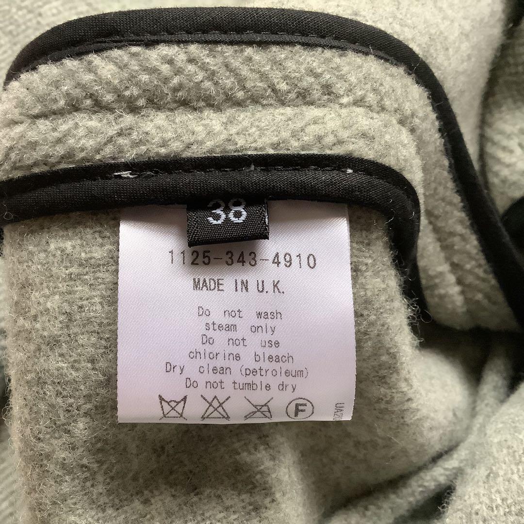 グレンフィル ヘリンボーン ダッフルコート 英国製 ライトグレー/38