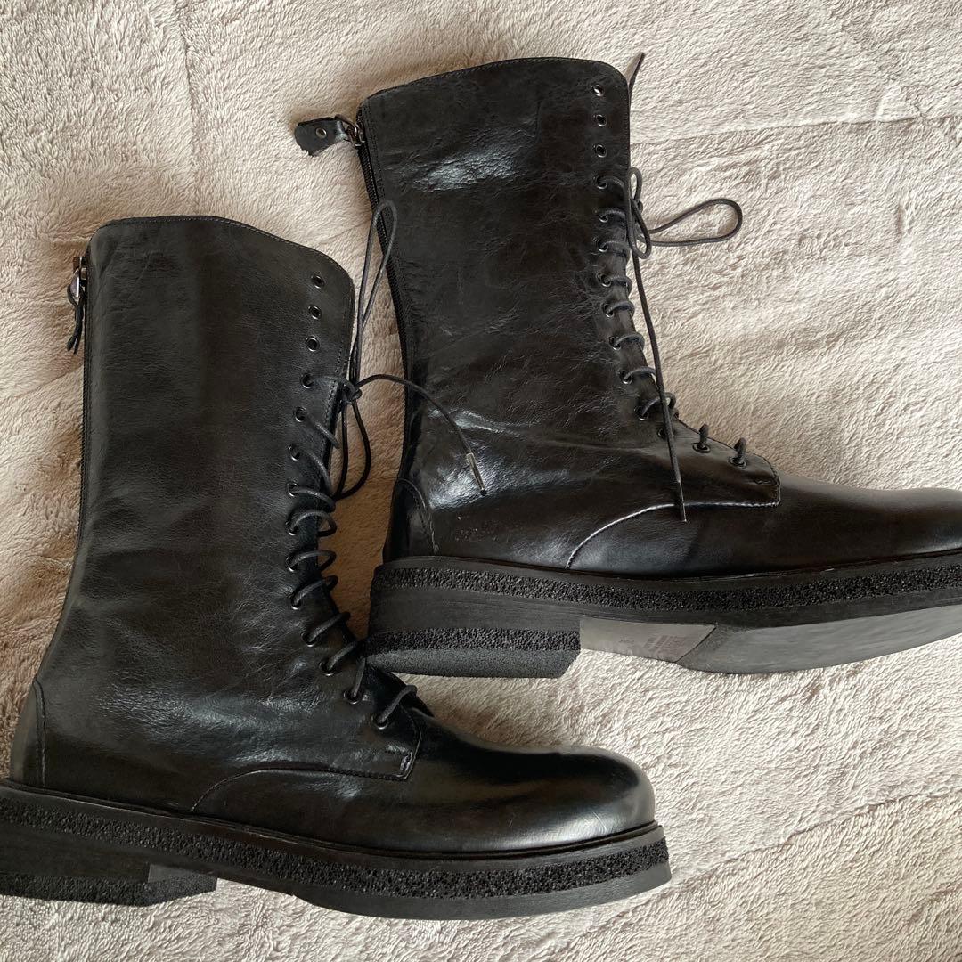 未使用品　HISTRY541 レザーレースアップブーツ　 イタリア製　ブラック