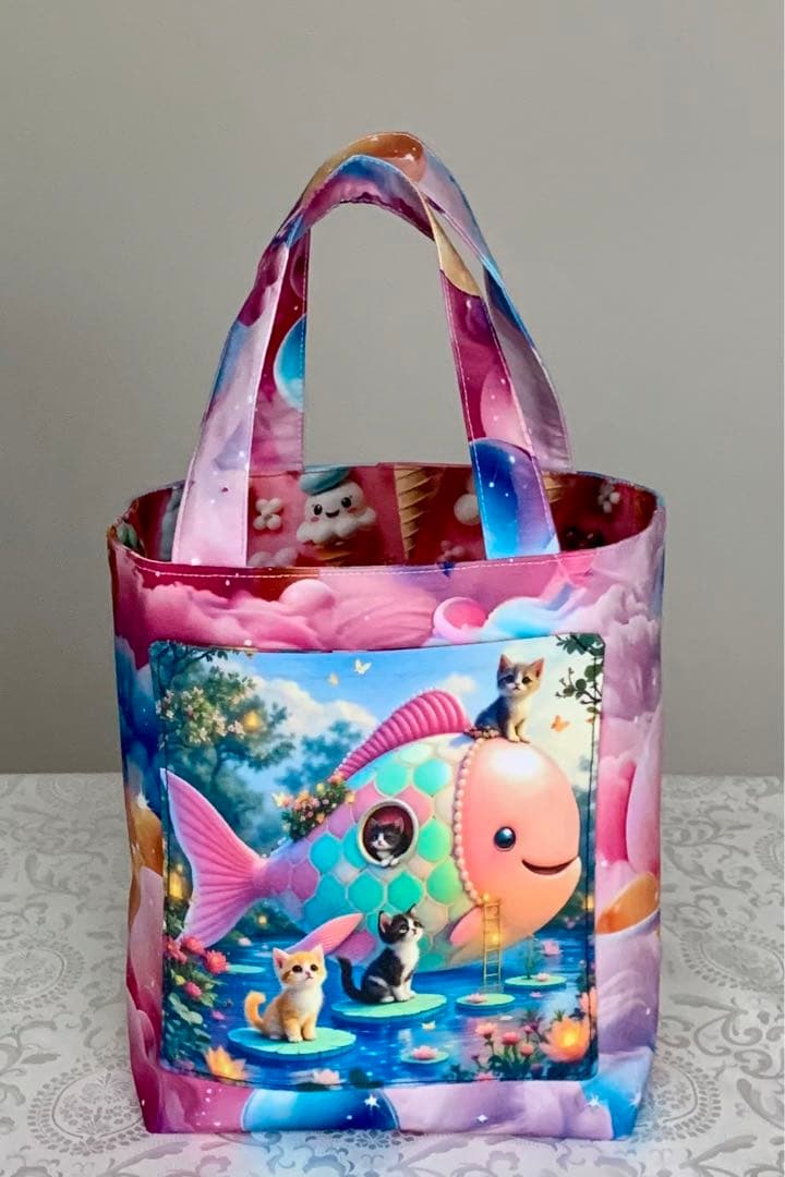 チロスケ　猫ちゃん　(両面パネル)トートバッグ